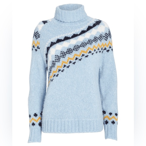 Derek Lam Sweaters - Derek Lam 10 Crosby Diagonal Fair Isle Turtleneck Sweater Light Blue